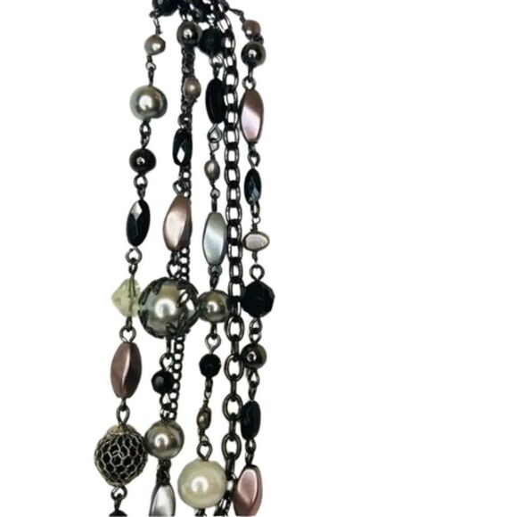Lia Sophia KATIE Necklace Layered Multi-Strand Beaded On Chain Retired - Picture 4 of 10